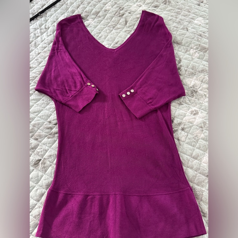 GC, WHBM V/Neck Sweater, Purple 3/4 Sleeve Sweater, Medium